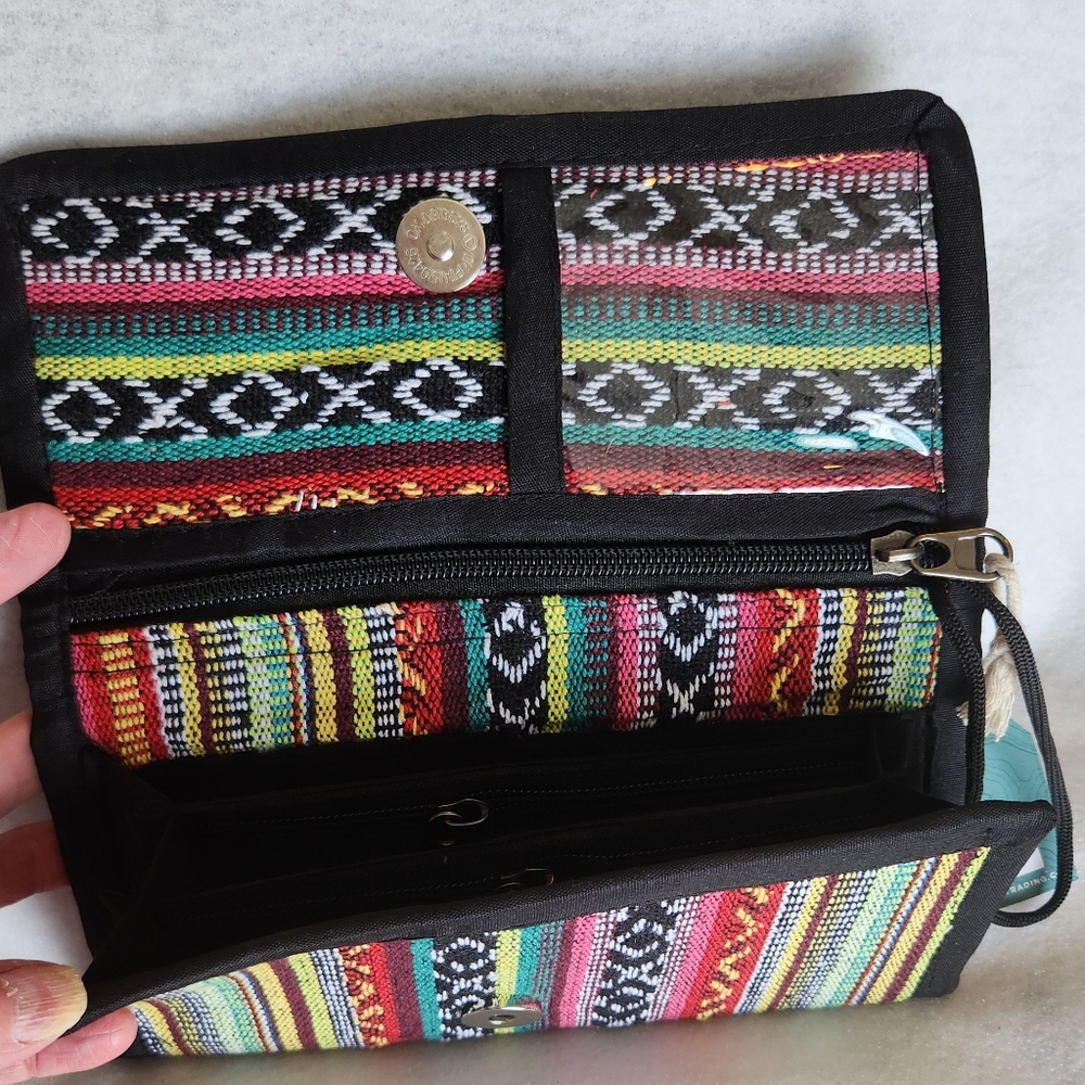 Wallet  Earthbound Trading Co clutch handmade in Nepal New, Cotton handc…